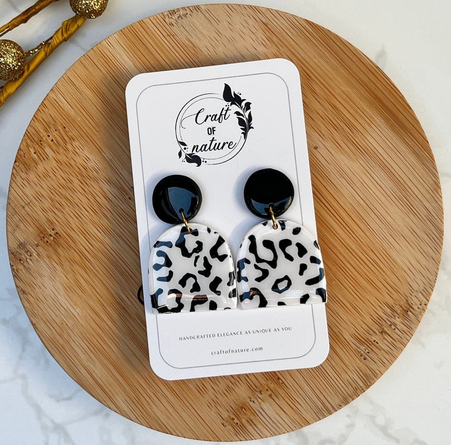 Single Drop Earrings Large Leopard Print