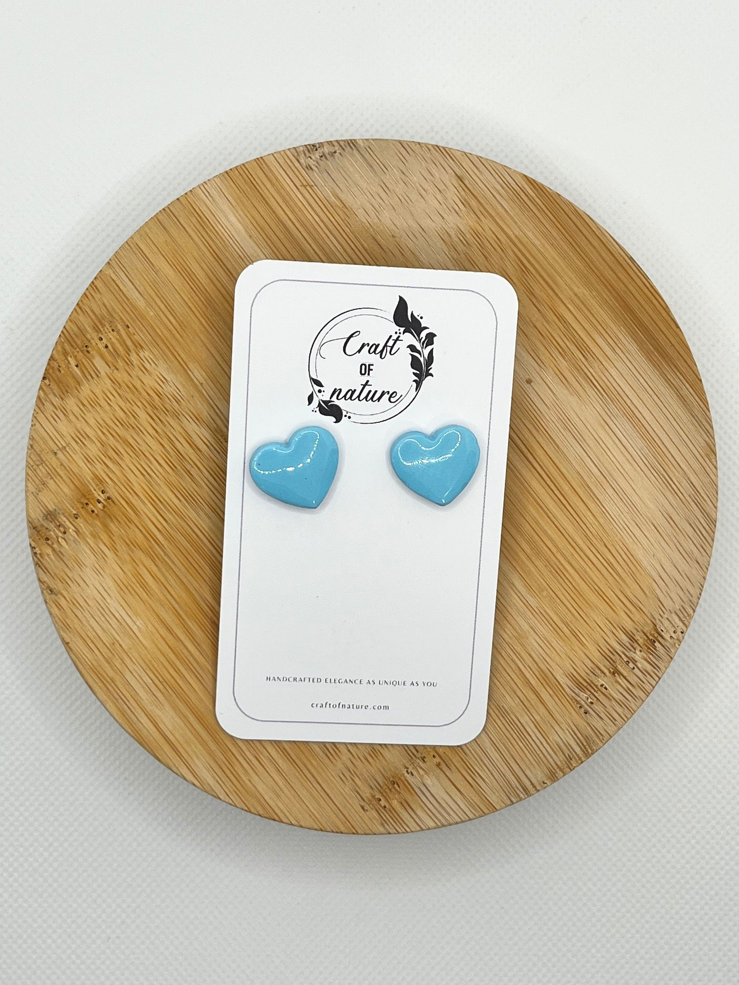 Heart Stud Earrings Glossy Blue