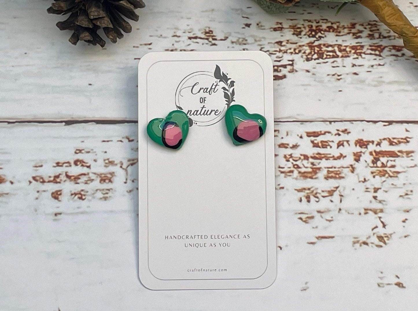 Heart Stud Earrings Fuchsia Range