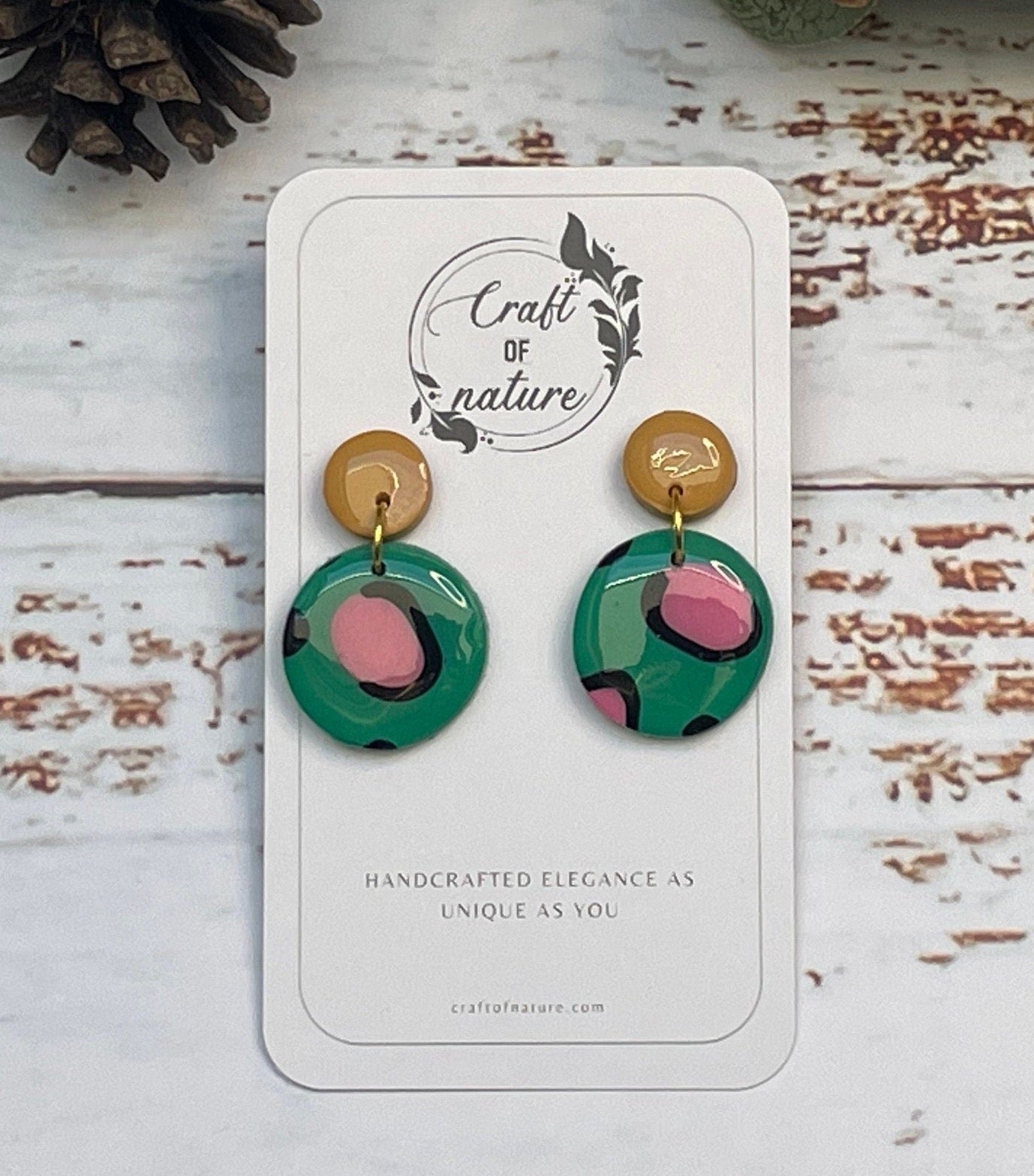 Single Drop Earrings Pink Fuchsia Spot Design