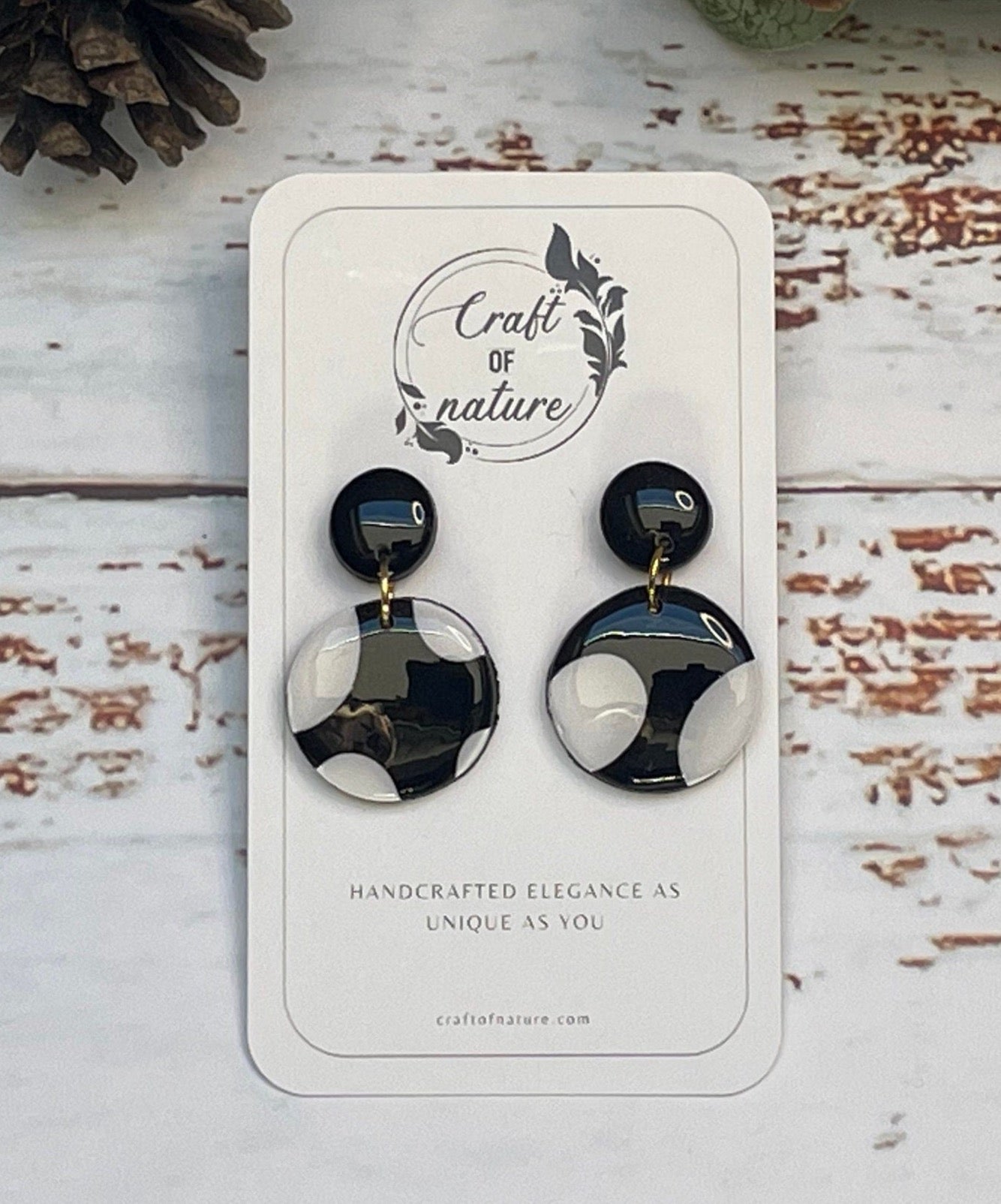 Single Drop Earrings Polka Dot Design