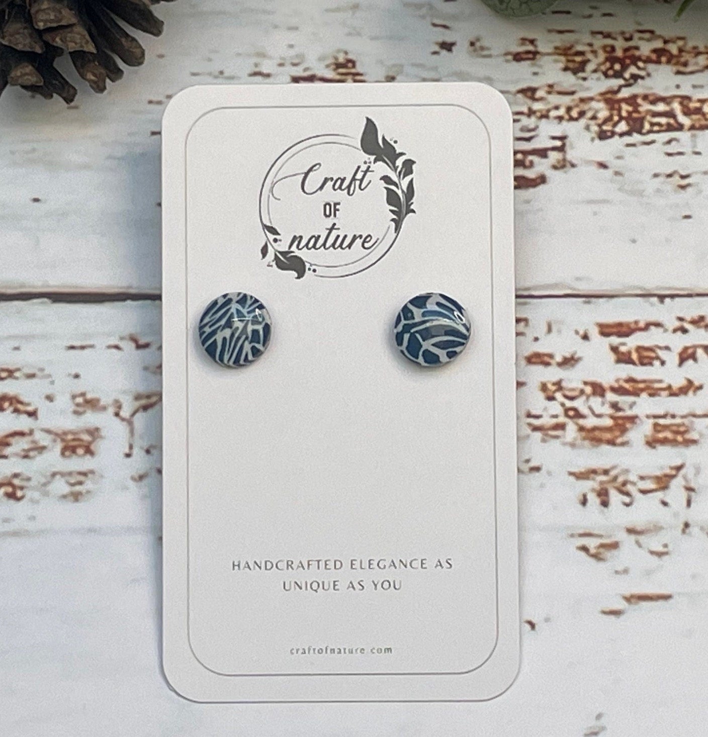 Small Round Stud Earrings Marble Effect Design