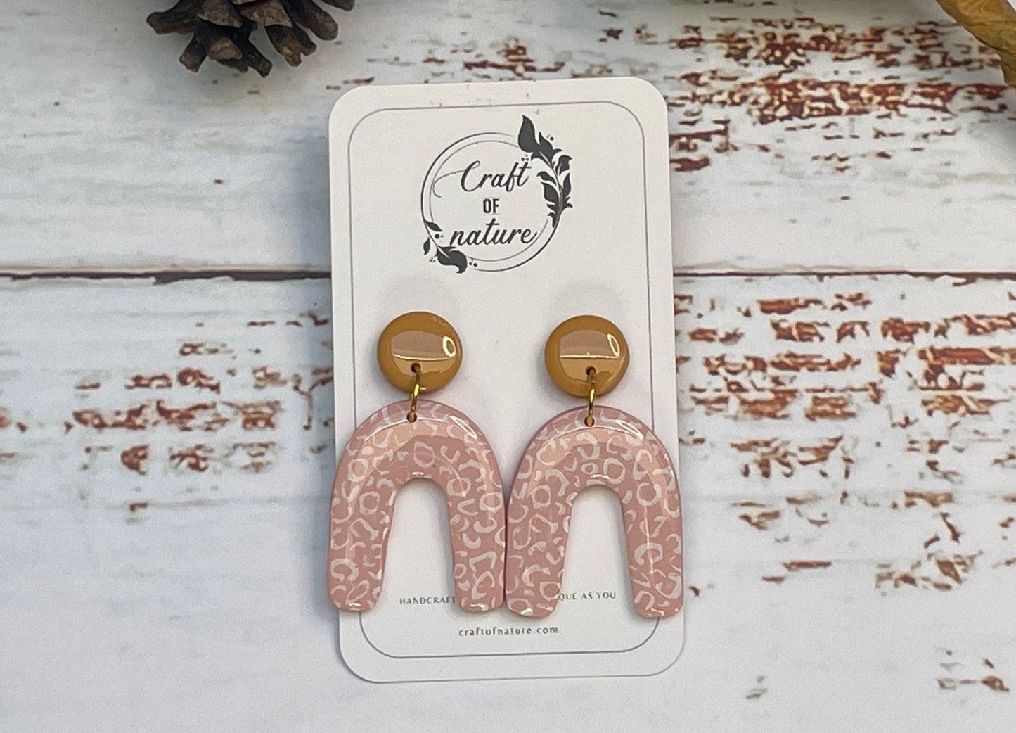 Large Fancy Drop Earrings Pink Leopard Design