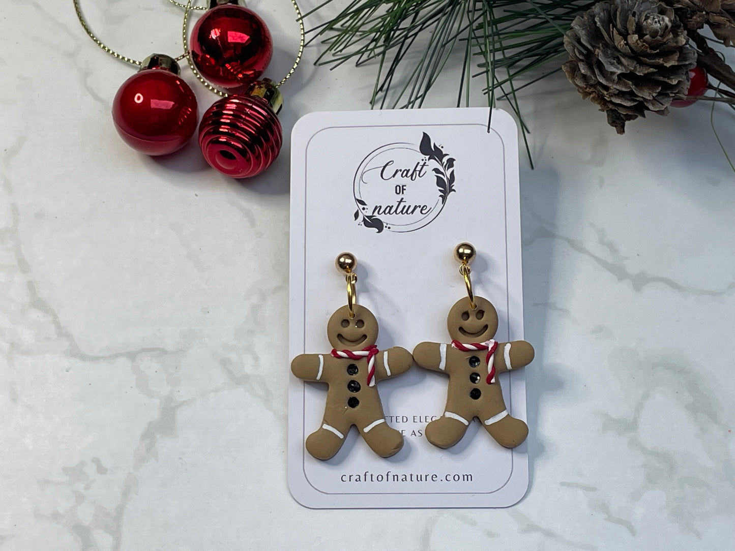 Festive Gingerbread Men Single Drop Earrings