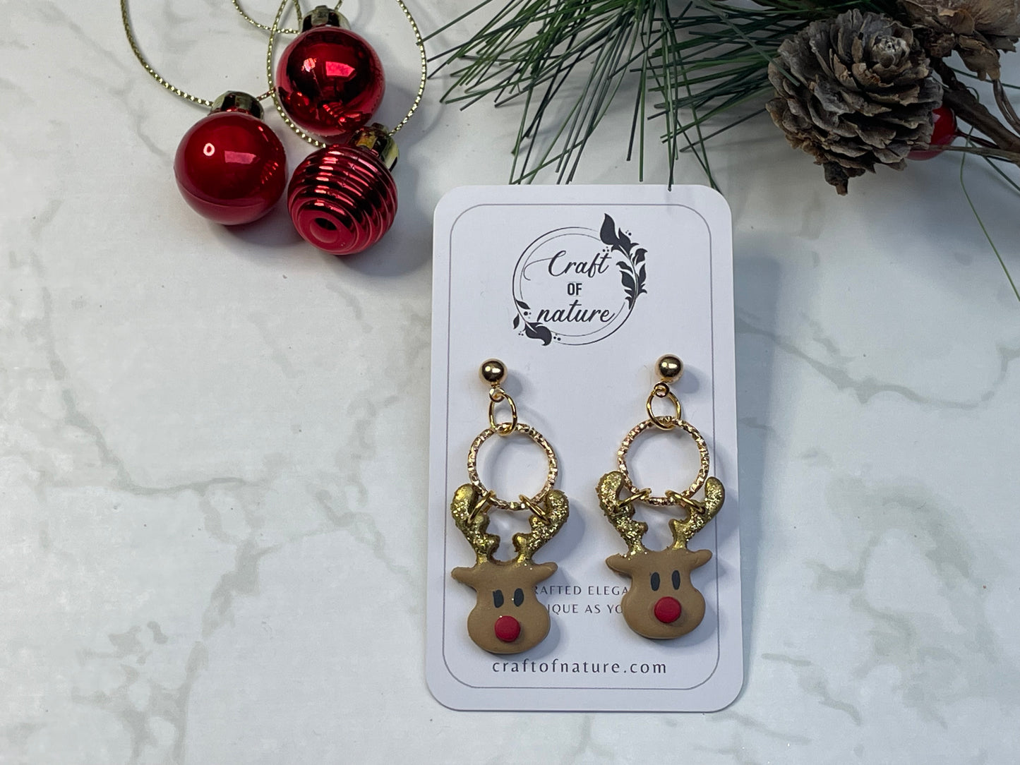 Festive Rudolph Single Drop Earrings