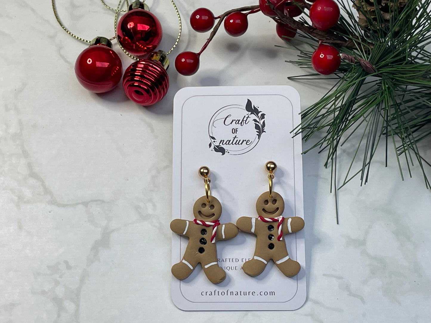 Festive Gingerbread Men Single Drop Earrings