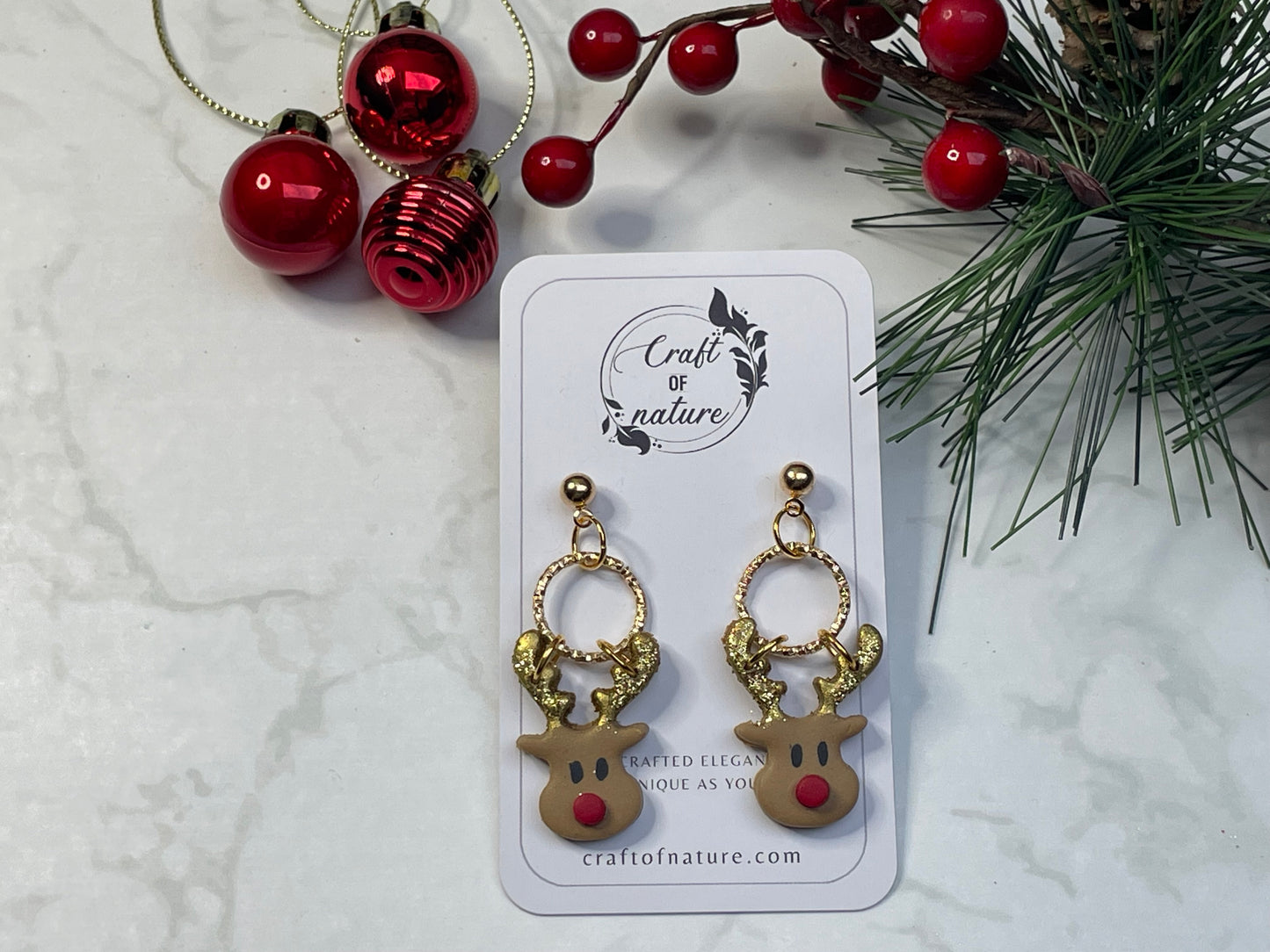 Festive Rudolph Single Drop Earrings