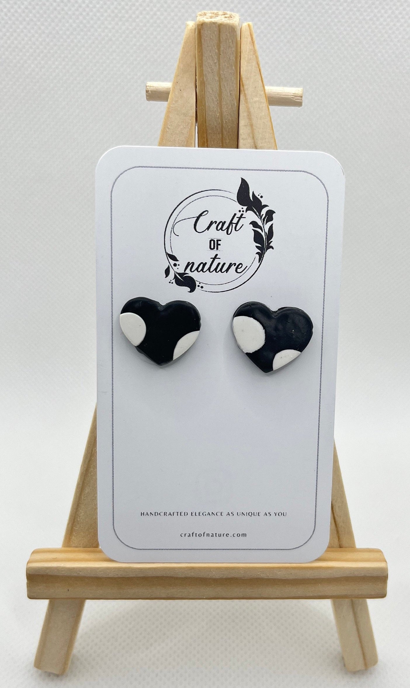 Heart Stud Earrings Polka Dot Design