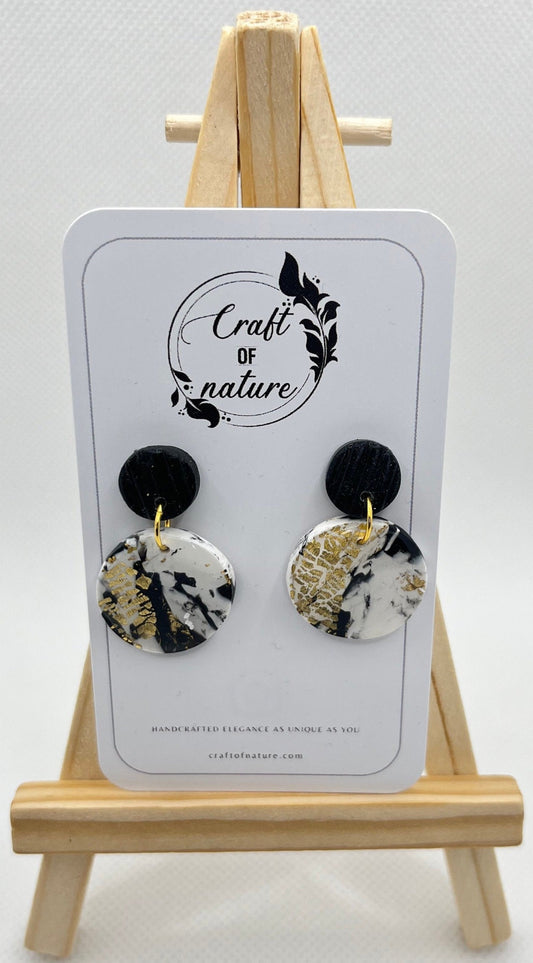 Single Drop Earrings Marble Effect