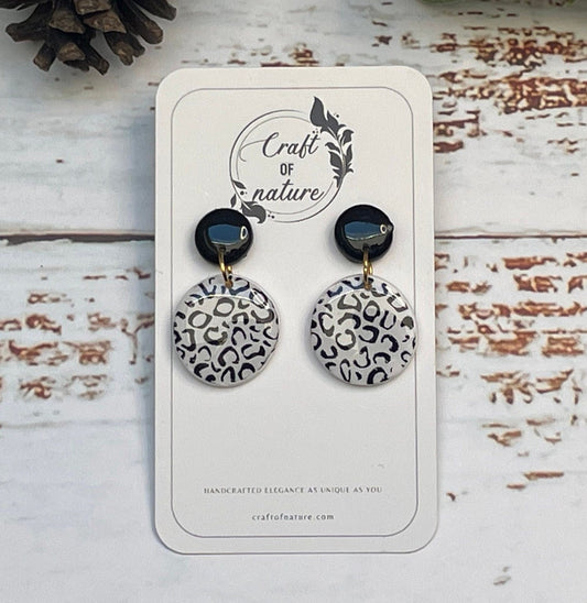 Single Drop Earrings Small Leopard Print