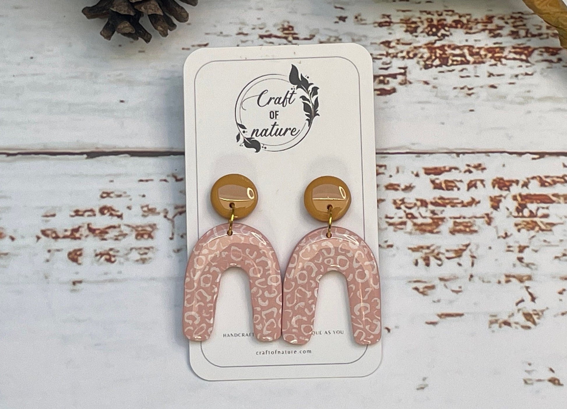 Pink Leopard Horseshoe Earrings